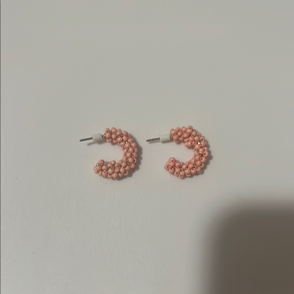 Pink Beaded Hoop Earrings